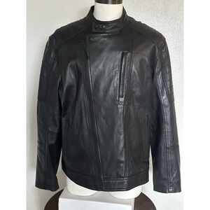 MURANO Black Genuine Lamb Skin Leather Biker Cafe Racer Jacket Men's sz.XL $495